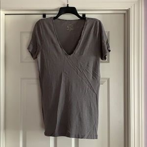 Gray V Neck T Shirt